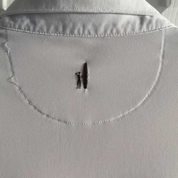Men's Johnnie-O White Polo Shirt SS Polyester Size XL Longhorn **READ** - Picture 10 of 11
